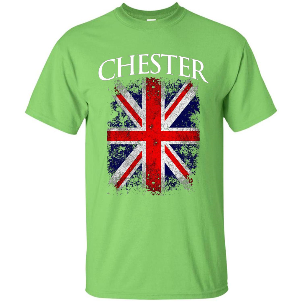 Chester England British Flag T-shirt Lime