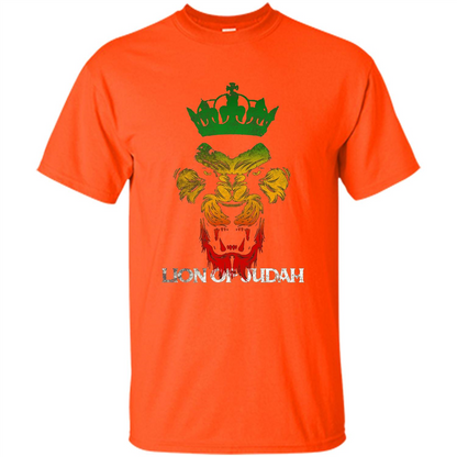 Lion Of Judah Rasta Reggae Roots T-shirt Orange