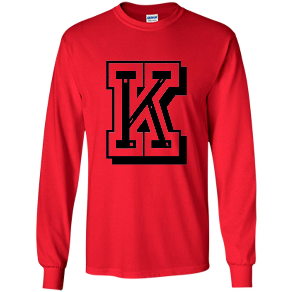 Letter K Initial T-Shirt for Names or Spelling Words Red