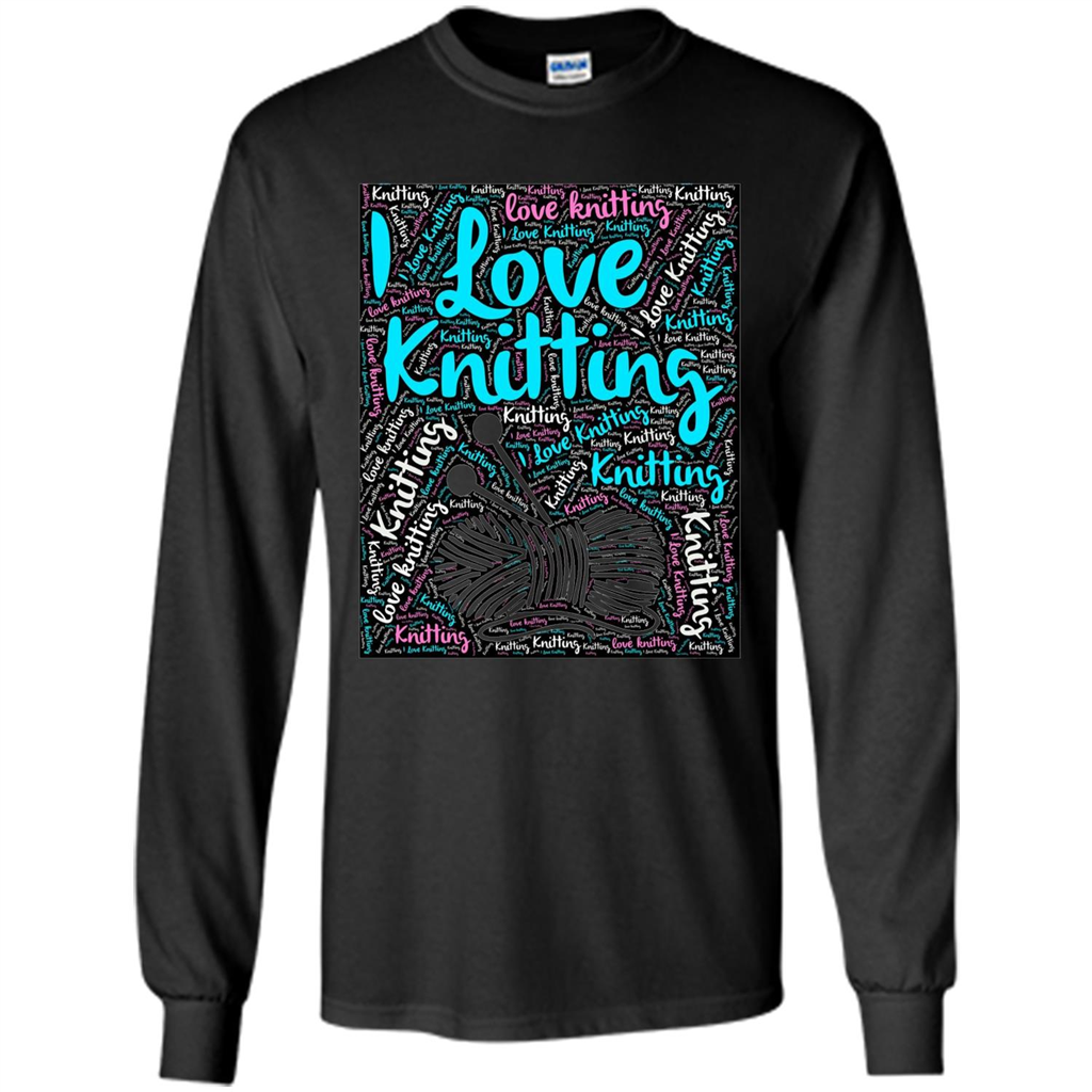 Knitting Wordcloud Knitter T-shirt Love Knitting Black