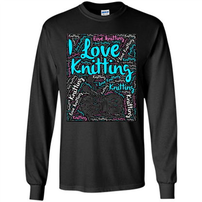 Knitting Wordcloud Knitter T-shirt Love Knitting Black