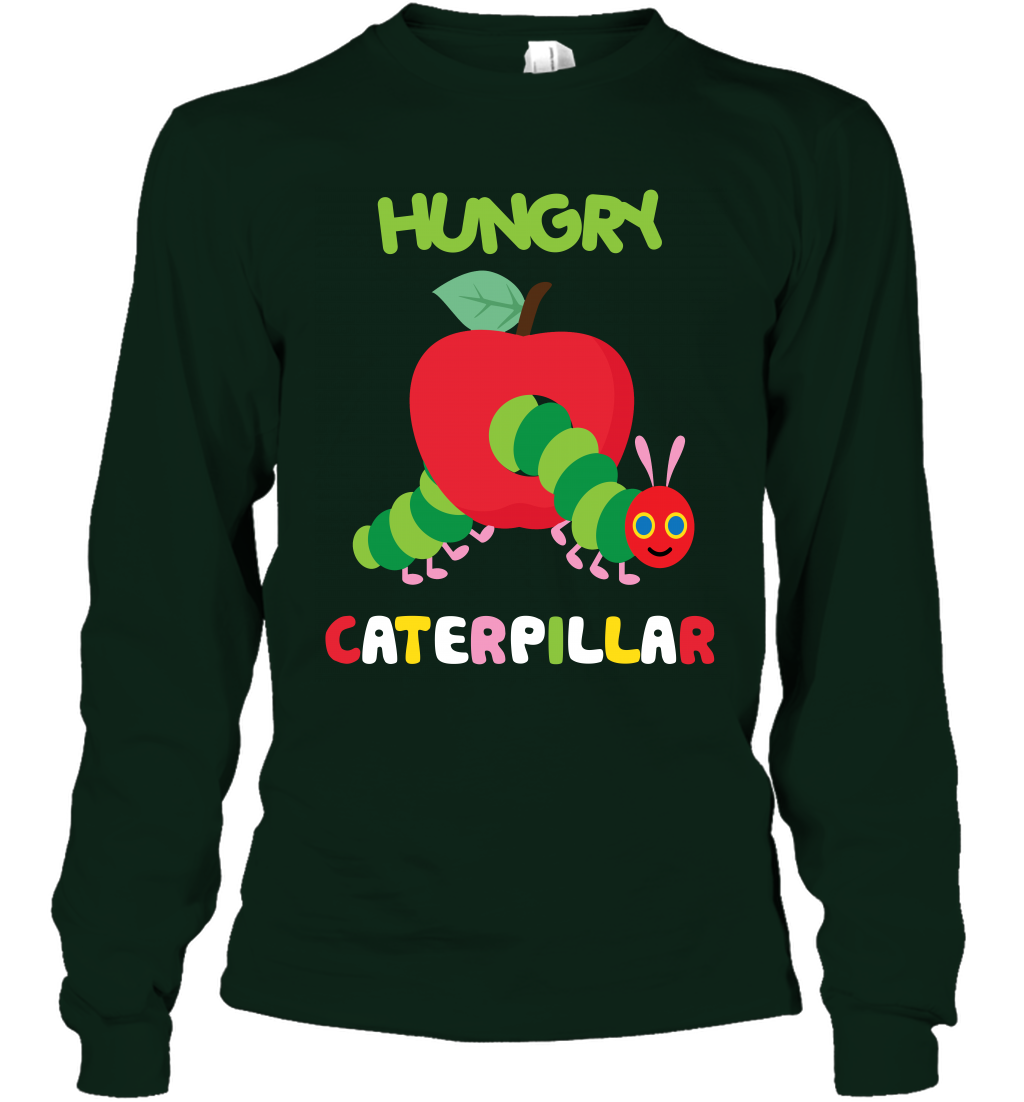 Hungry Caterpillar Funny Shirt Long Sleeve T-Shirt Long Sleeve T-Shirt Forest Green
