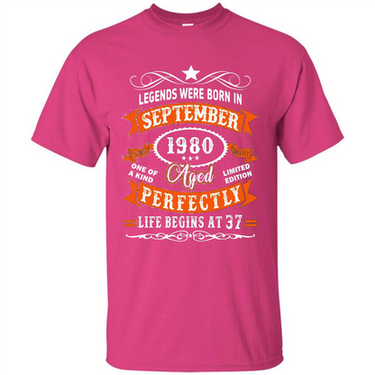 Legends Were Born In September 1980 T-shirt Birthday Gift T-shirt Heliconia