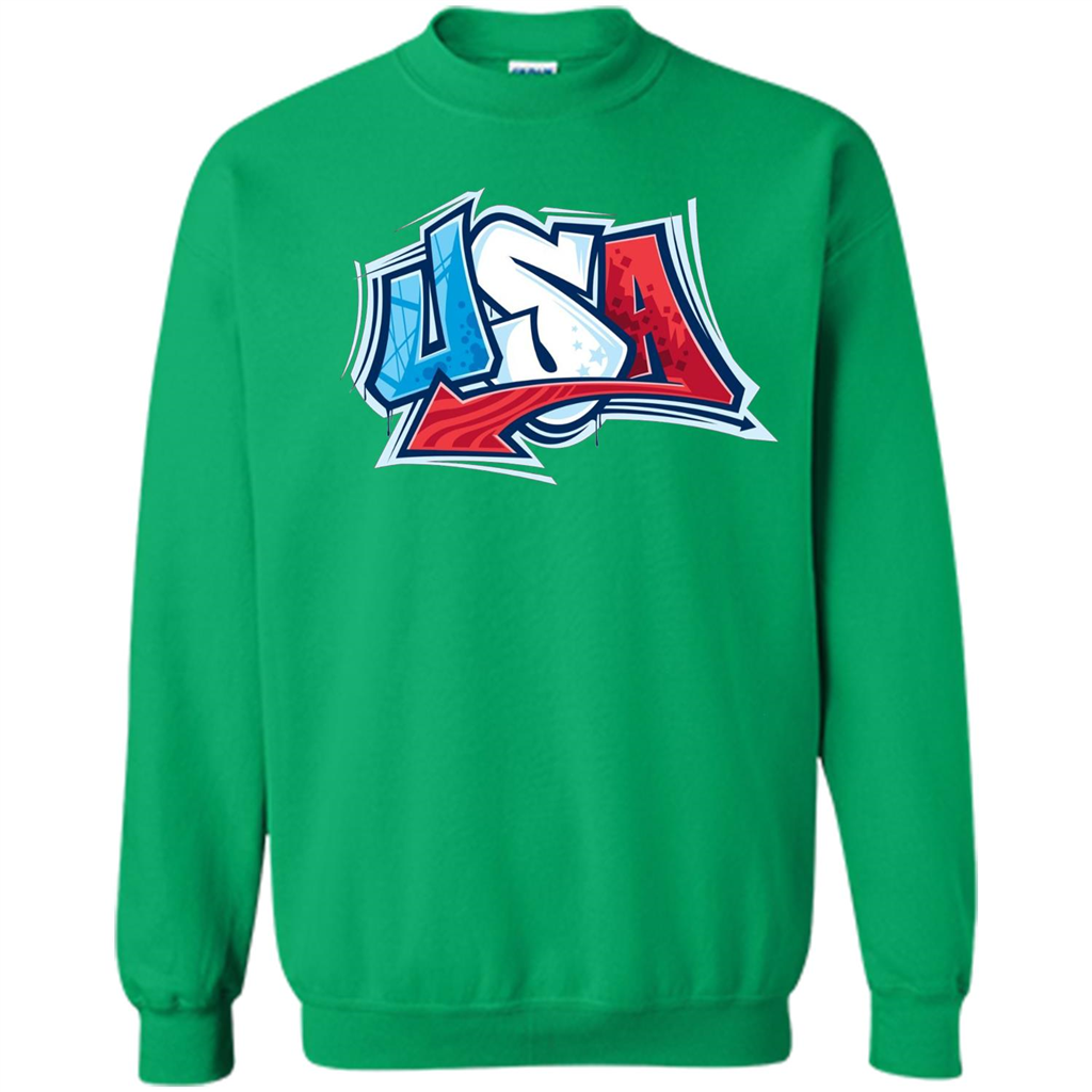 USA T-shirtt Graffiti Style Design Merica 4th July T-shirt Irish Green