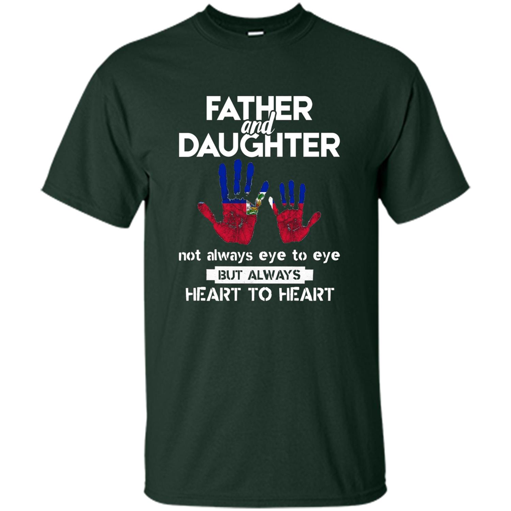 Father And Daughter Father's Day T-shirt Heart To Heart Forest Green