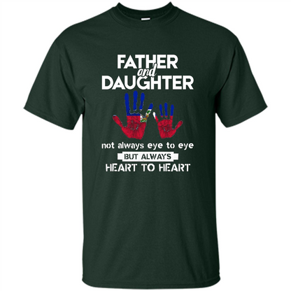 Father And Daughter Father's Day T-shirt Heart To Heart Forest Green