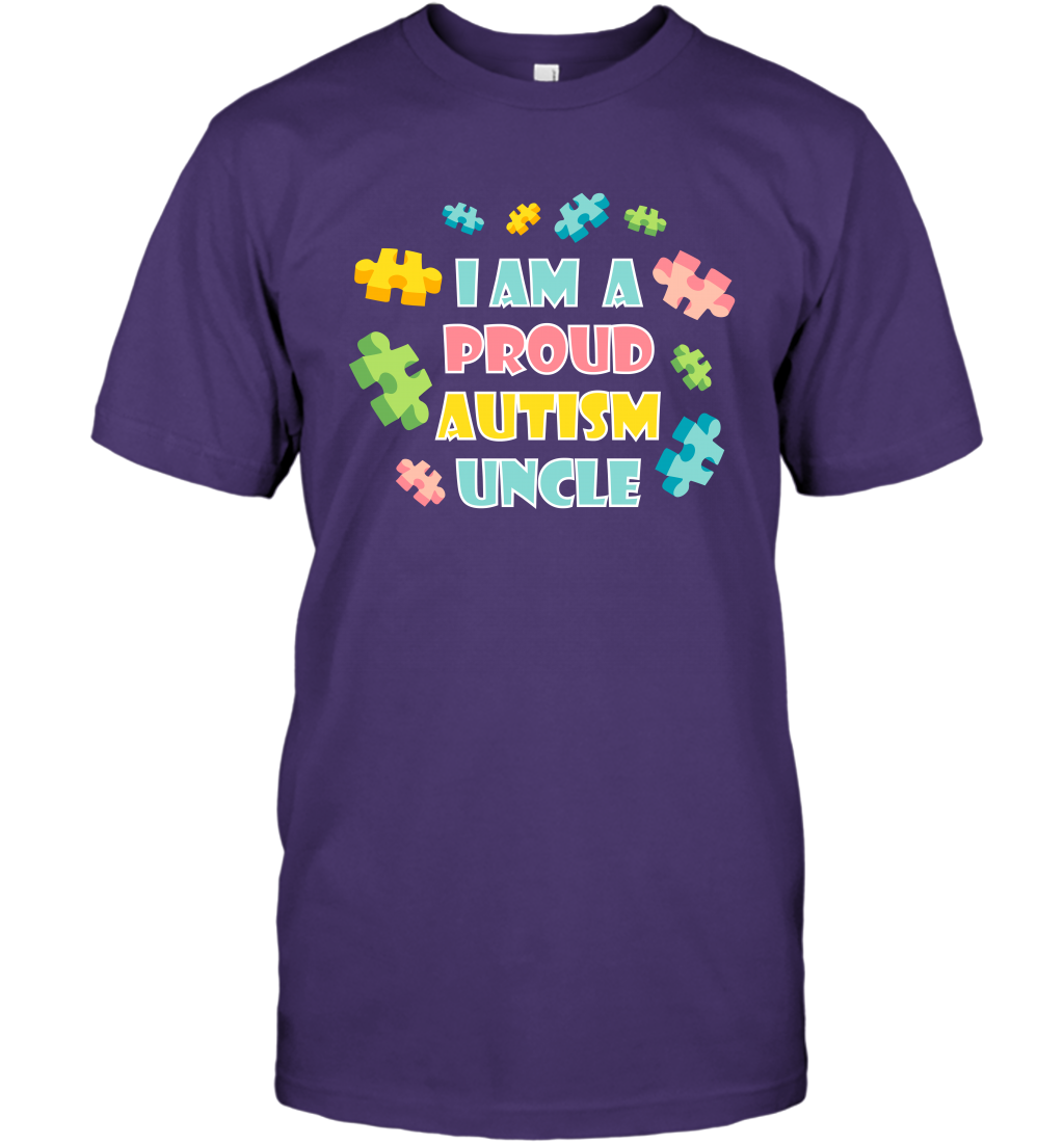 I Am A Proud Autism Uncle Family Shirt T-Shirt T-Shirt Purple