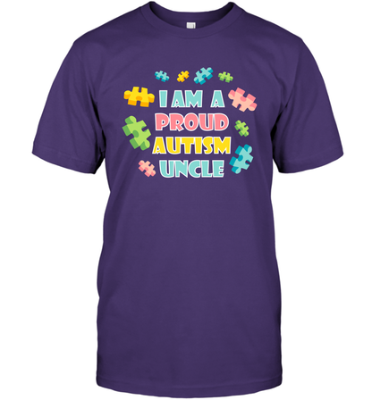 I Am A Proud Autism Uncle Family Shirt T-Shirt T-Shirt Purple