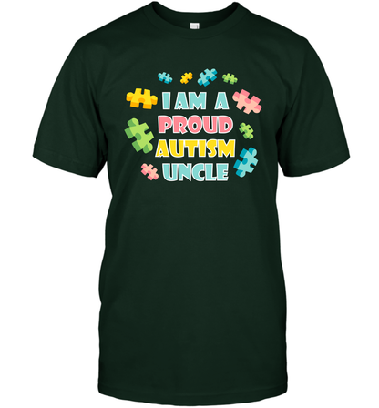 I Am A Proud Autism Uncle Family Shirt T-Shirt T-Shirt Forest Green