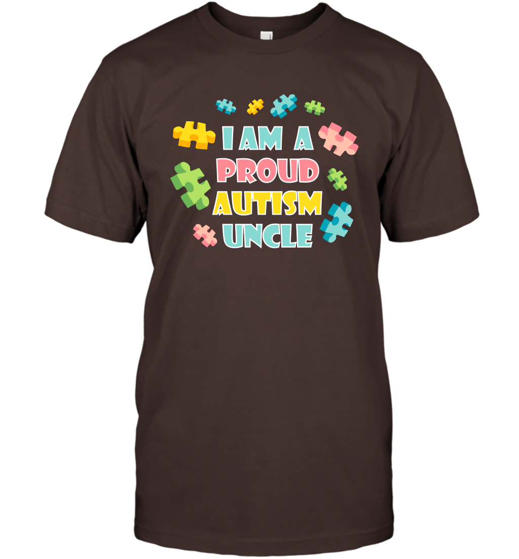 I Am A Proud Autism Uncle Family Shirt T-Shirt T-Shirt Dark Chocolate