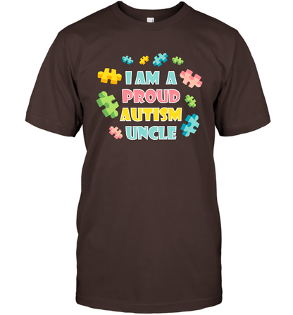 I Am A Proud Autism Uncle Family Shirt T-Shirt T-Shirt Dark Chocolate