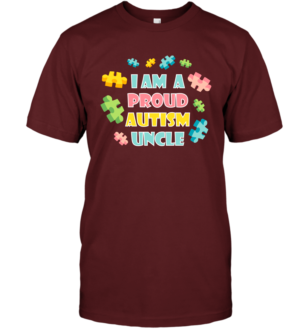 I Am A Proud Autism Uncle Family Shirt T-Shirt T-Shirt Cardinal