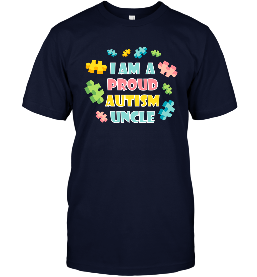 I Am A Proud Autism Uncle Family Shirt T-Shirt T-Shirt Navy