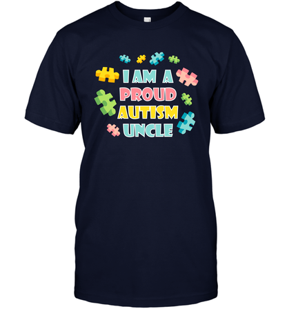 I Am A Proud Autism Uncle Family Shirt T-Shirt T-Shirt Navy