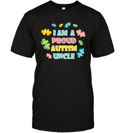 I Am A Proud Autism Uncle Family Shirt T-Shirt T-Shirt Black