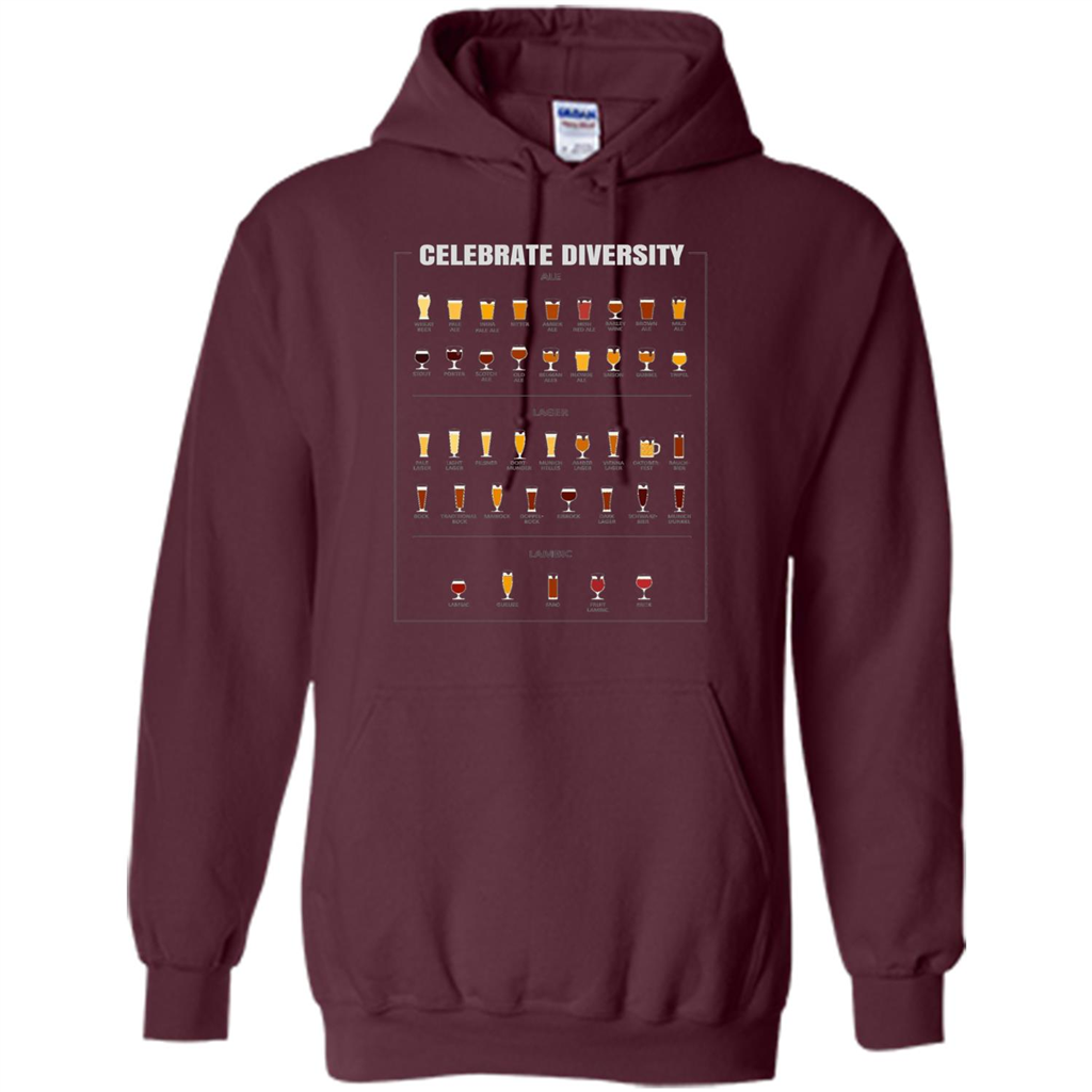 Celebrate Diversity Beer Glasses T-shirt Maroon