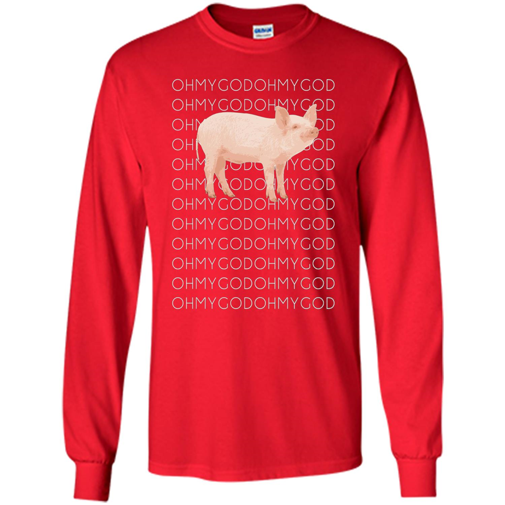 Oh My God Pig T-shirt Cute Pig T-shirt Red