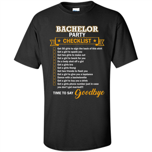 Funny Bachelor Party Checklist T-shirt Black