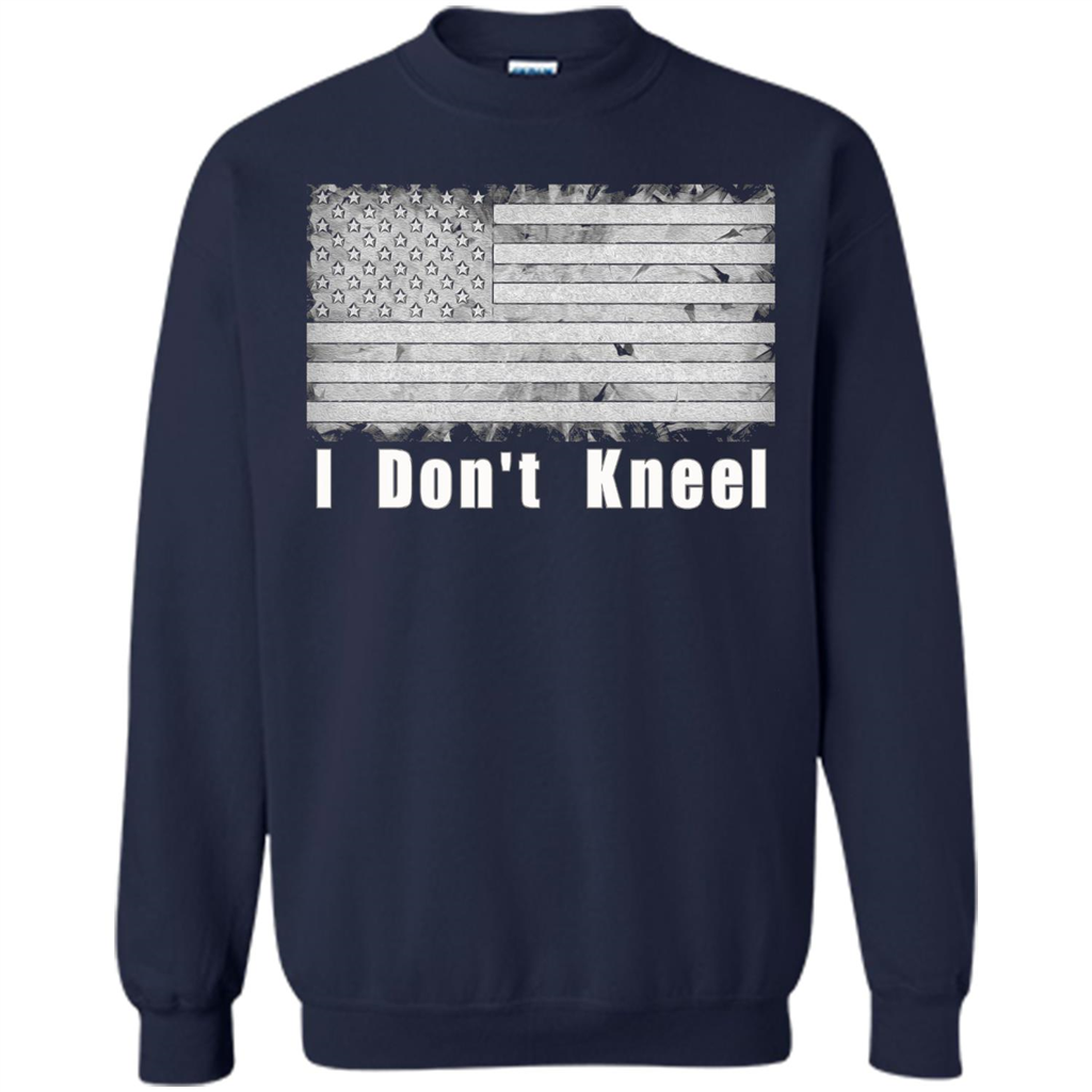 American T-shirt I Don't Kneel Patriotic American Flag Navy