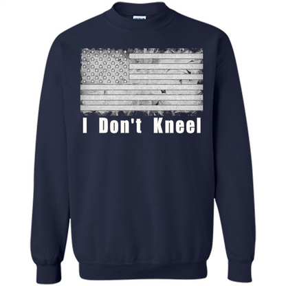American T-shirt I Don't Kneel Patriotic American Flag Navy