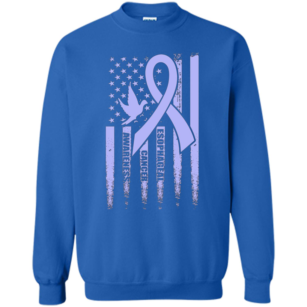 Esophageal Cancer USA Flag Periwinkle Ribbon and Dove T-shirt Royal