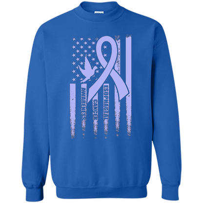 Esophageal Cancer USA Flag Periwinkle Ribbon and Dove T-shirt Royal