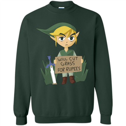 Video Games T-srhit Will Cut Grass For Rupees T-shirt Forest Green
