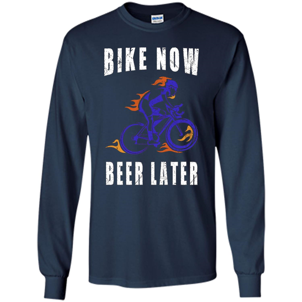 Bike Now Beer Later T-shirt Navy