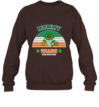 Irish Mommy Shark Saint Patricks Day Family Shirt Sweatshirt Dark Chocolate