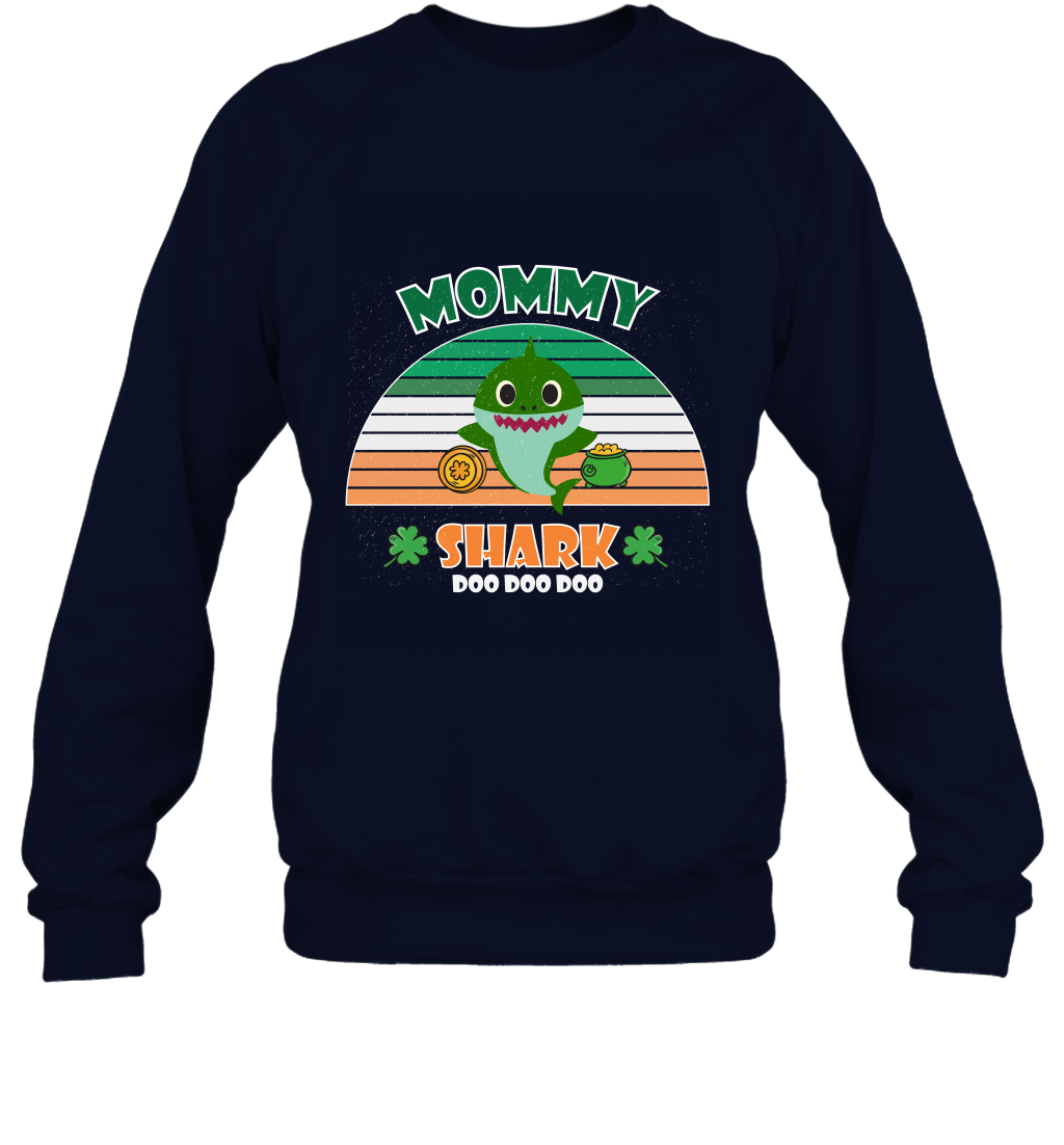 Irish Mommy Shark Saint Patricks Day Family Shirt Sweatshirt Navy