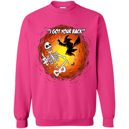 Funny Witch Skeleton Halloween 2017 I Got Your Back T-shirt Heliconia