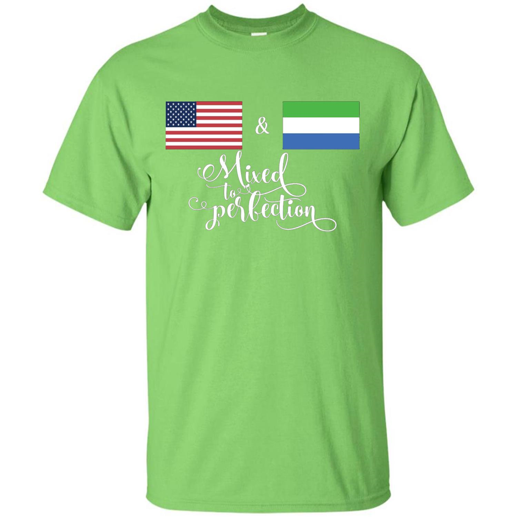 American + Sierra Leone Mixed To Perfection Flag T-Shirt Lime