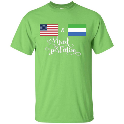 American + Sierra Leone Mixed To Perfection Flag T-Shirt Lime