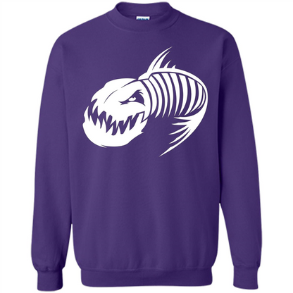 Fisherman Gift T-shirt Badass Fish Bone Skeleton Orange