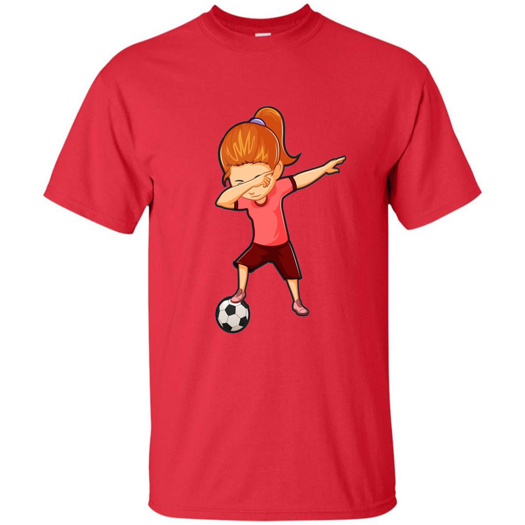 Soccer T-shirt For Girls Funny Dabbing Dab Dance Soccer Ball Red