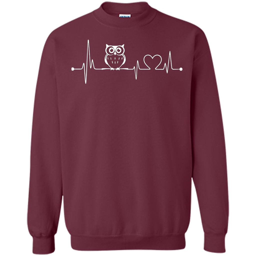Heartbeat Owl T-shirt Love Owl T-shirt Maroon