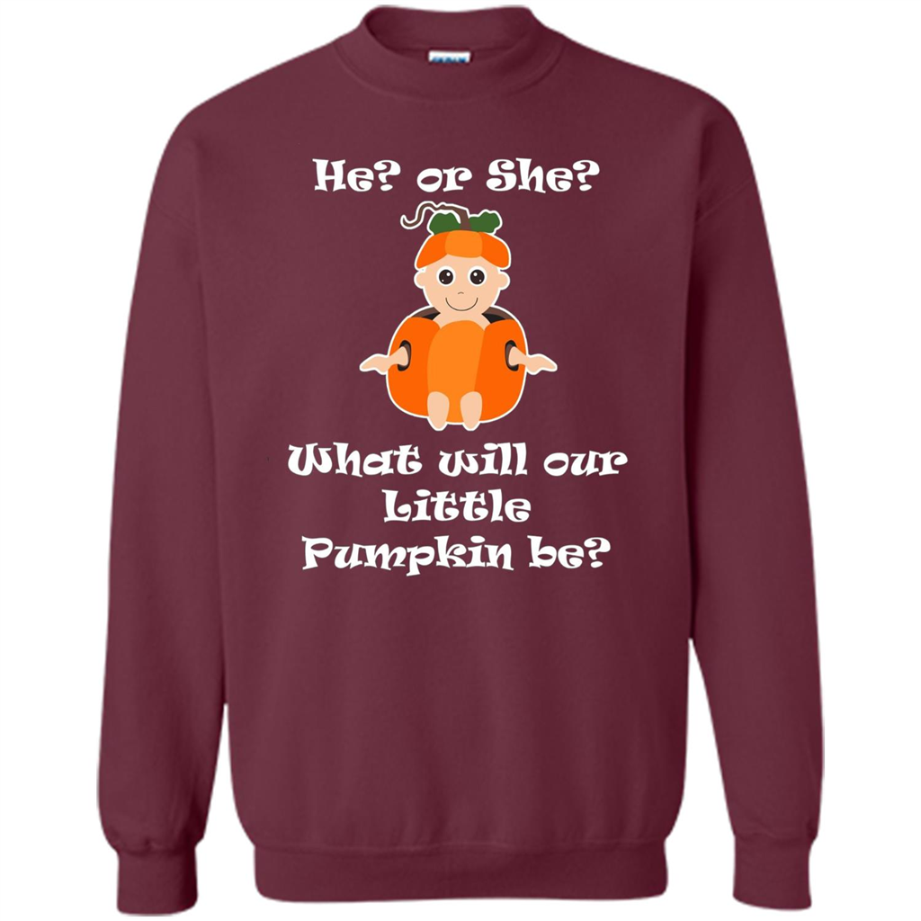 He Or She What Will Little Pumpkin Be Baby Shower T-shirt Maroon