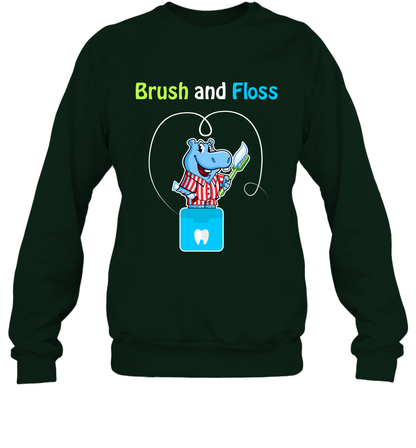 Brush Floss Hippo Shirt Sweatshirt Sweatshirt Forest