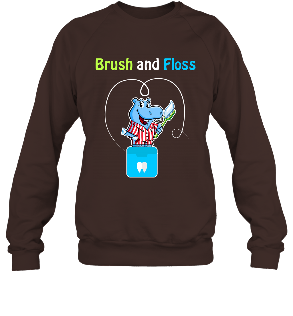 Brush Floss Hippo Shirt Sweatshirt Sweatshirt Dark Chocolate