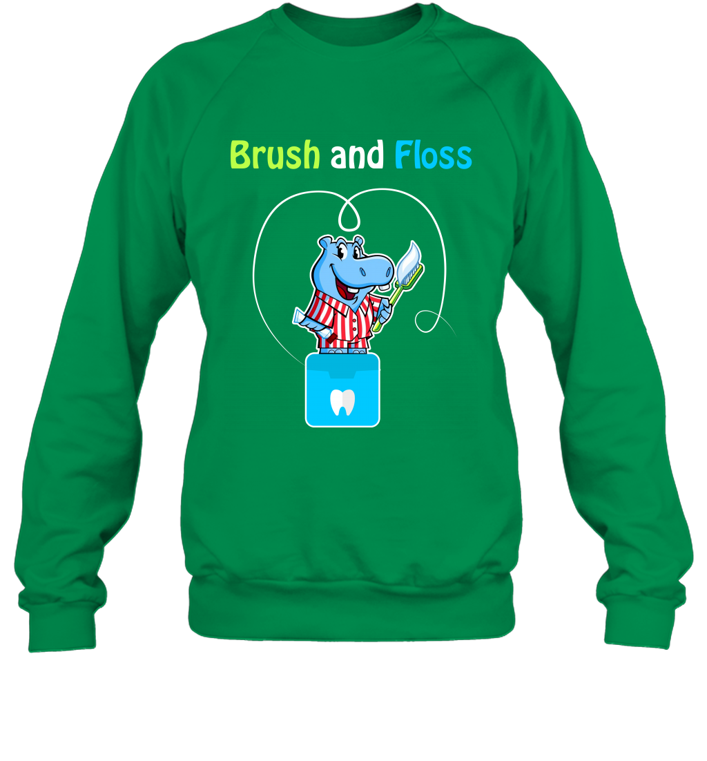 Brush Floss Hippo Shirt Sweatshirt Sweatshirt Irish Green