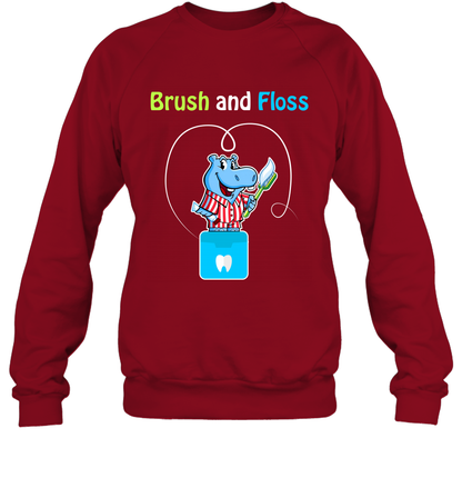 Brush Floss Hippo Shirt Sweatshirt Sweatshirt Cardinal Red