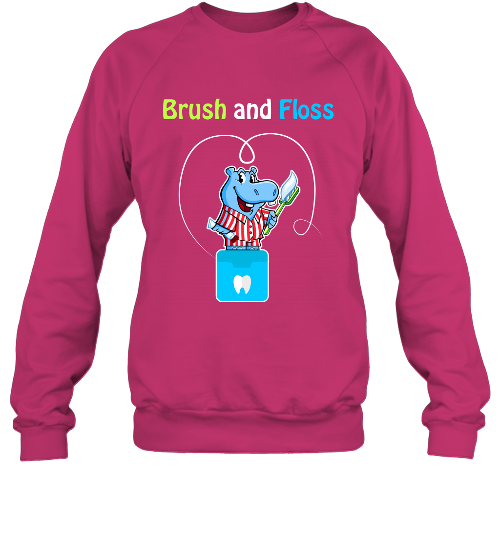 Brush Floss Hippo Shirt Sweatshirt Sweatshirt Heliconia