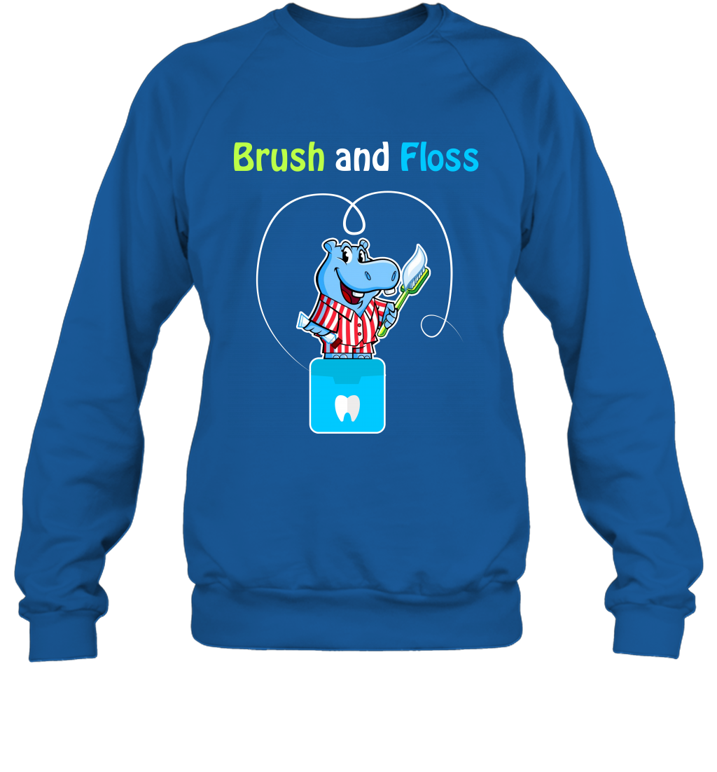 Brush Floss Hippo Shirt Sweatshirt Sweatshirt Royal