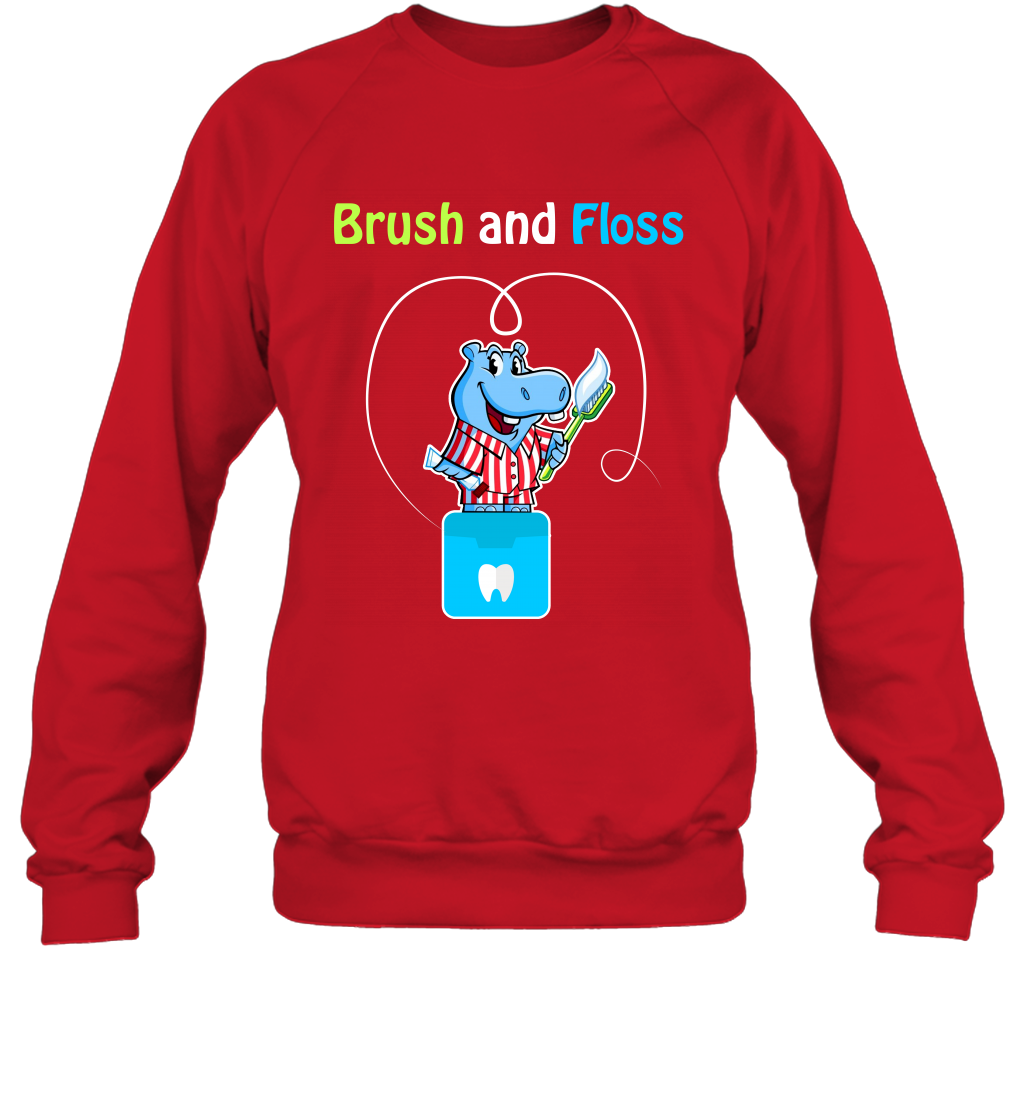 Brush Floss Hippo Shirt Sweatshirt Sweatshirt Red