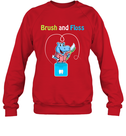 Brush Floss Hippo Shirt Sweatshirt Sweatshirt Red