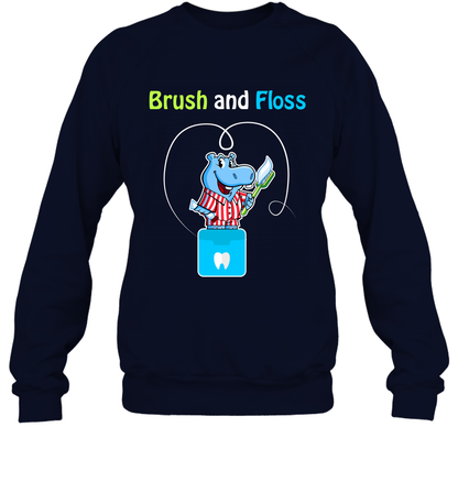 Brush Floss Hippo Shirt Sweatshirt Sweatshirt Navy