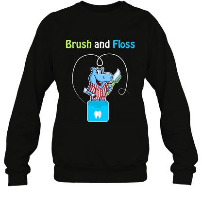Brush Floss Hippo Shirt Sweatshirt Sweatshirt Black