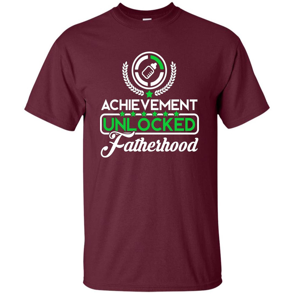 First Father's Day T-shirt Achievement Unlocked Fatherhood Maroon