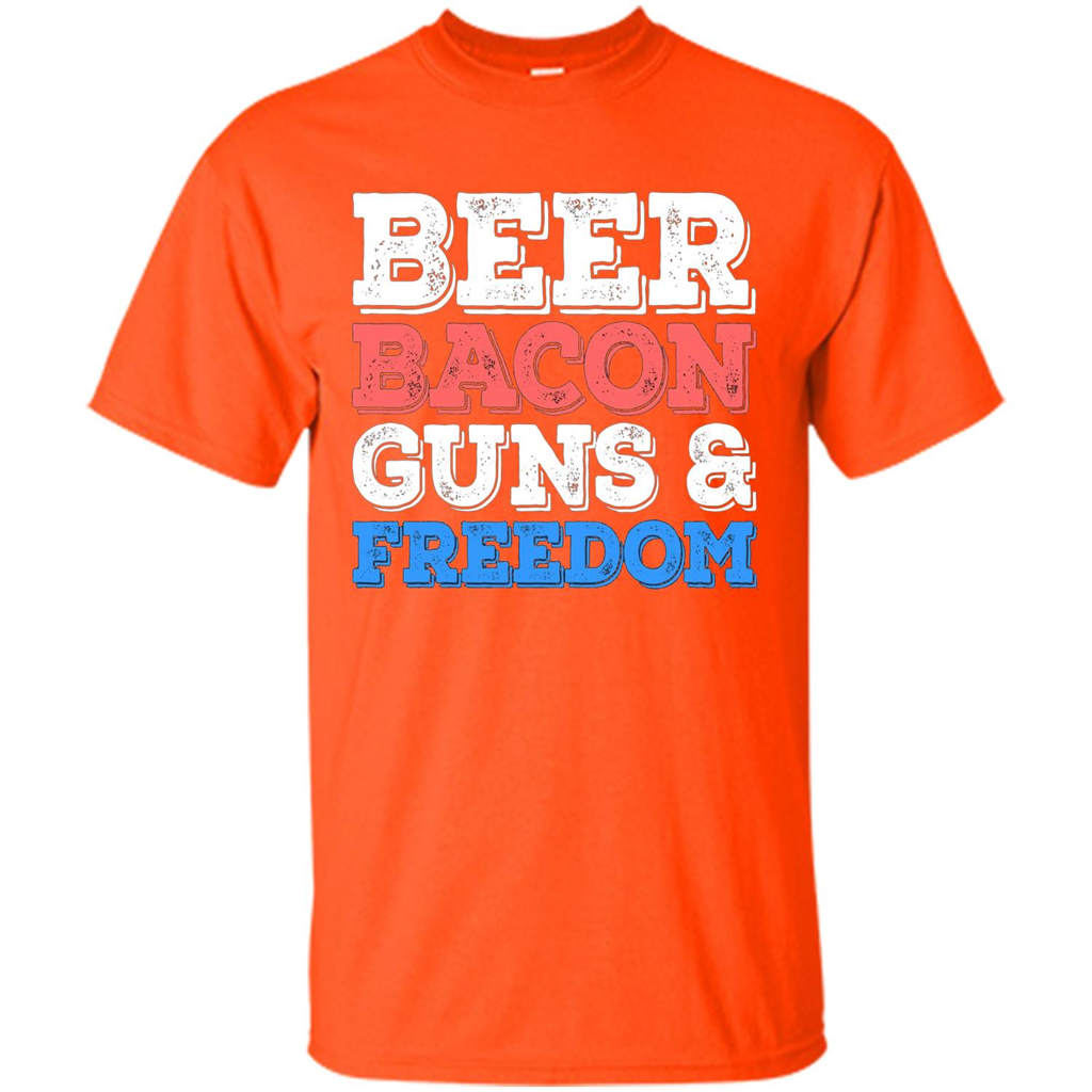 Beer Bacon Guns And Freedom T-Shirt Fourth of July Gift Orange