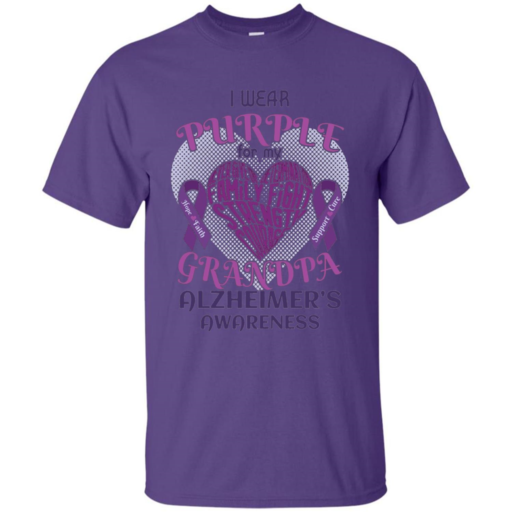 I Wear Purple For My Grandpa Alzheimer's Awareness T-Shirt Purple